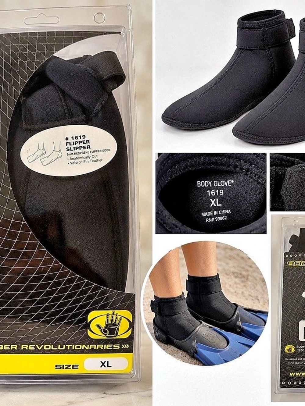 Body Glove 1619 Super Flipper Slipper Black XL NWT